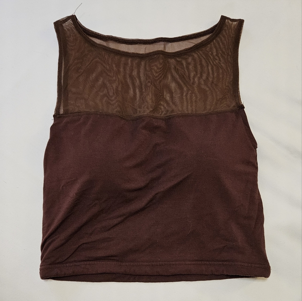 Sheer Mesh Brown Top - Picture 6 of 9